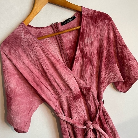 Maverick the Brand Mini Tye Die Wrap dress “Lucie” Small Pink - Picture 3 of 10